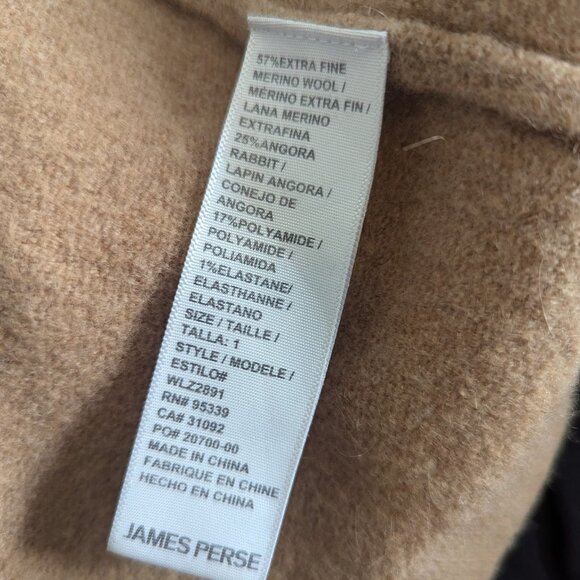 JAMES PERSE - Wool blend camel coat - Sz 1 - Picture 8 of 8